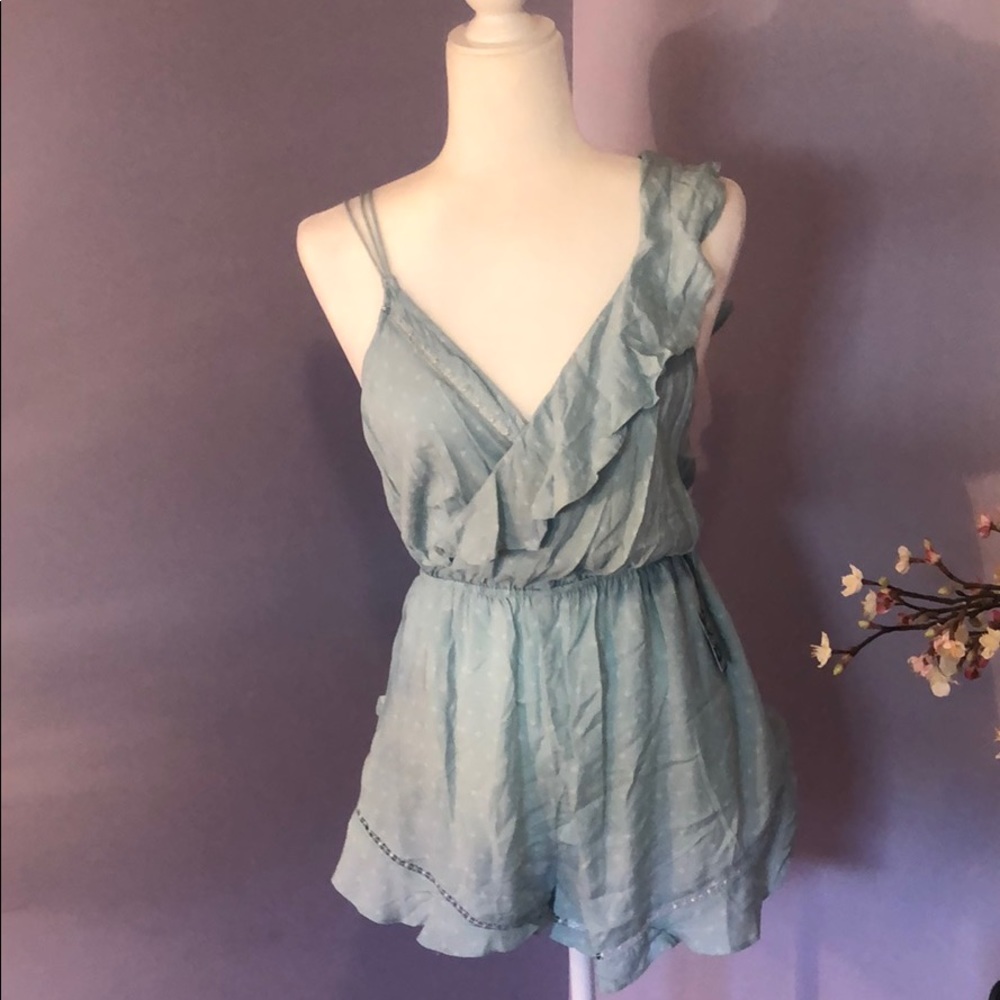NWT- Free People mint blue romper